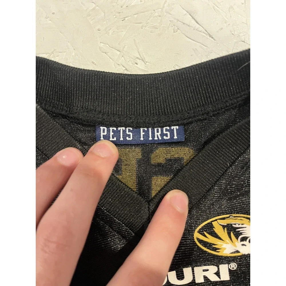Collegiate Mizzou Missouri Tigers Pet‎ Jersey Size Large Black Gold Football
